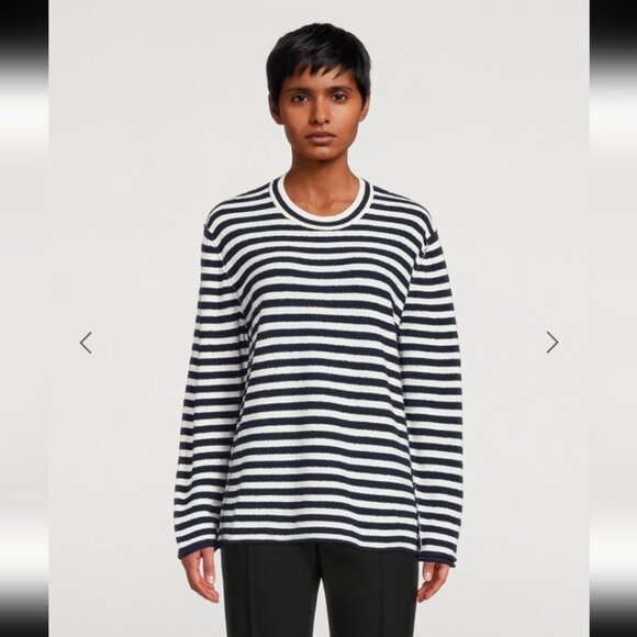 THE ROW | Giusti Cashmere And Cotton Striped Knit Sweater SZ 0 - Picture 2 of 11